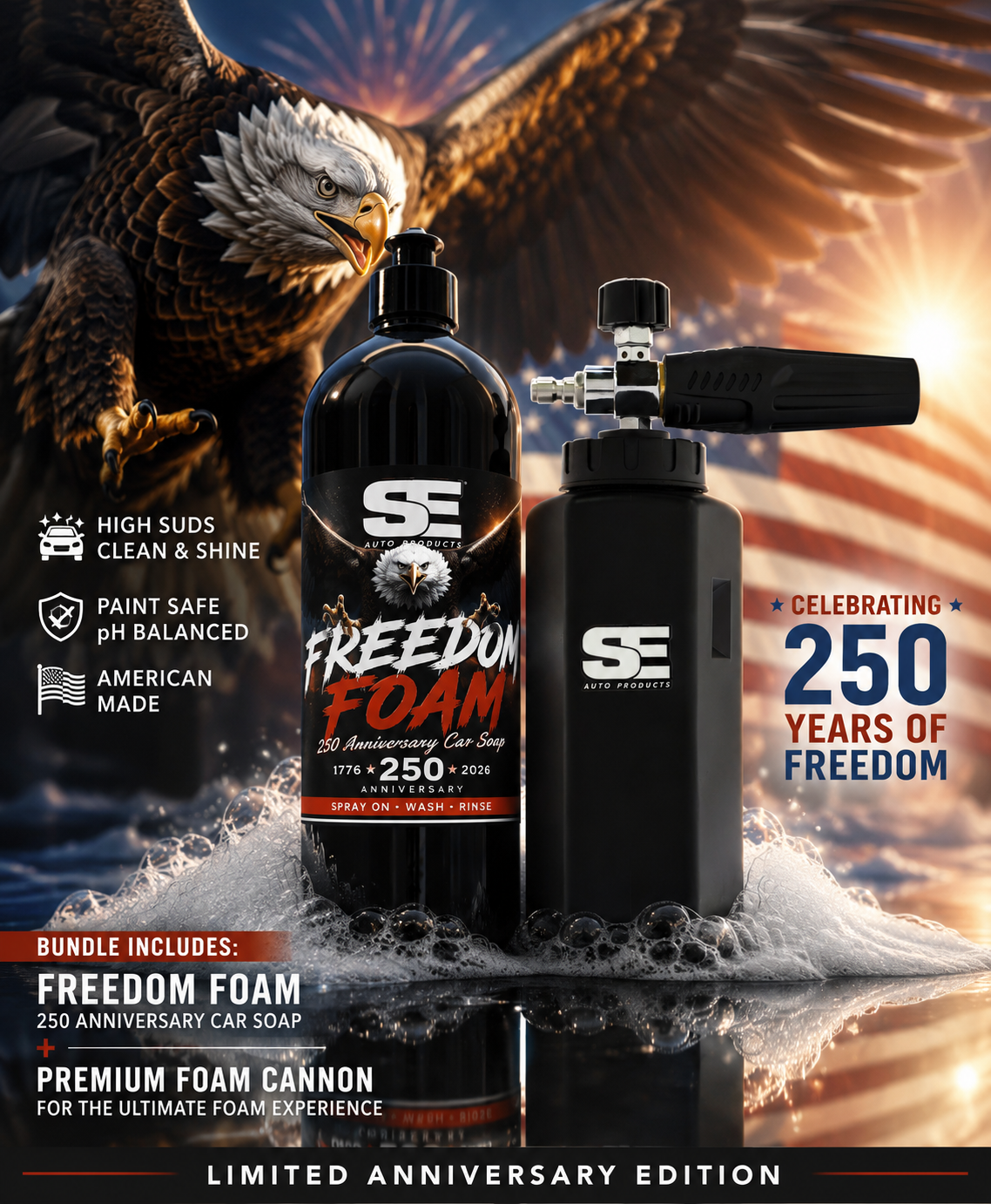 Freedom Foam 250th Anniversary Car Soap Bundle With Foam Cannon